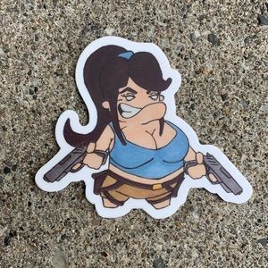 3/$15‼️ Tomb Raider Bean Original Art Sticker